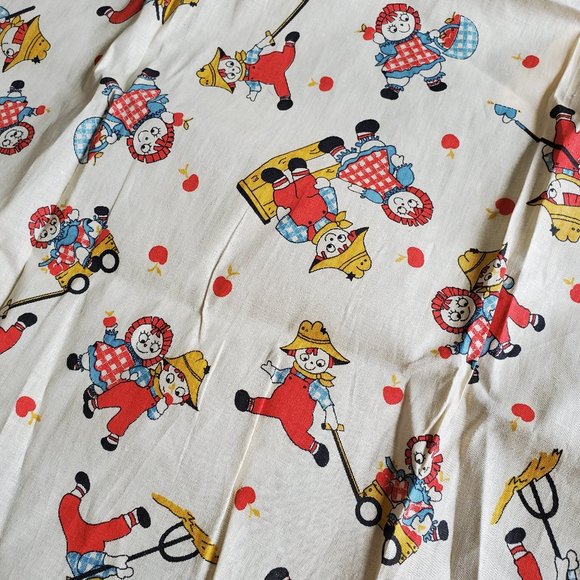 Raggedy Ann Other - Vintage Raggedy Ann and Andy Dolls Apple Harvest 1970s Cotton Fabric 3 Panels